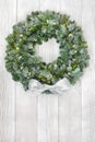 Snow Covered Fir and Mistletoe Wreath