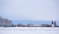 Snow covered football field