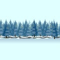 Snow-covered forest. Cute winter repeating landscape