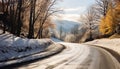 Snow covered forest in winter, a tranquil meadow generated by AI