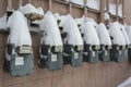 Snow Covered Gas Meters on a Cold Day Royalty Free Stock Photo