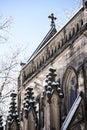 Snow Covered Gothic Chapel - Spring Grove Cemetery - Cincinnati, Ohio Royalty Free Stock Photo