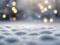 snow covered ground falling snowflakes and blurry festive lights winter landscape christmas background with copyspace Royalty Free Stock Photo