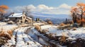 Beautiful Winter Landscape Painting With Realistic Details