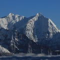 Snow covered high mountain Kusum Kanguru seen from Gokyo Ri Royalty Free Stock Photo