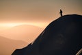 snow-covered hill with powdery snow and a man skier on it. Ski touring concept Royalty Free Stock Photo