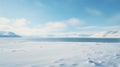 Snow Covered Lake With Blue Ocean: Color Field Minimalism Landscape