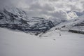 Snow covered landscape along the Jungfraujoch railway. Royalty Free Stock Photo