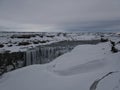 Snow-covered landscape at the Dettifoss Waterfall Royalty Free Stock Photo