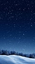 snow covered landscape with trees and stars in the night sky Royalty Free Stock Photo