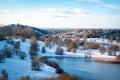 Snow covered landscape in the winter of Aarhus, Denmark, Hasle Royalty Free Stock Photo