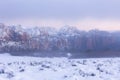 Snow covered landscape with Zion Nat. park Utah in the background