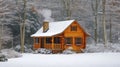 Snow Covered Log Cabin In A Winter Forest Royalty Free Stock Photo
