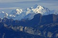 Snow-covered massif of Mt. Mont Blanc