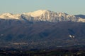 Snow-covered Matese Mountains seen from Castel Morrone after the sharp drop in temperatures that affected the whole of Italy.