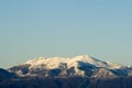 Snow-covered Matese Mountains seen from Castel Morrone after the sharp drop in temperatures that affected the whole of Italy.