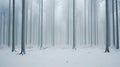 Snow-covered minimal forest landscape. Generative AI