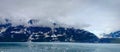 Snow covered mountain in Aalaska and frozen water