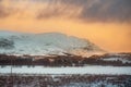 Mountain landscape at sunset in Laggan, Scotland