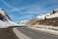 Snow covered mountain panorama on the Julier pass in Switzerland