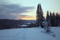 Snow-covered mountain path stretching into the distance Royalty Free Stock Photo