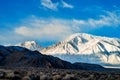 Snow covered mountain peaks in the Sierra Nevada mountain range Royalty Free Stock Photo