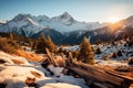 A snow-covered mountain range with a clear blue sky in the background. Royalty Free Stock Photo
