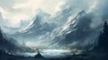 Winter Majesty: Glacial Mountains and Snowy Panoramic Scenics generated by AI tool