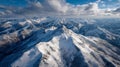 Snow-covered mountain range seen from Drohne. High-quality image created with AI. Royalty Free Stock Photo