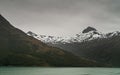 Snow covered mountain range on west side Beagle Channel, Tierra del Fuego, Argentina