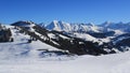 Snow covered mountain ranges seen from Horeflue, Schoenried