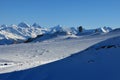 Snow covered mountain ranges in the Swiss Alps Royalty Free Stock Photo