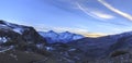 Snow-covered mountains around Xinalig village at sunset.Azerbaijan Royalty Free Stock Photo