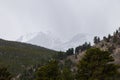 Snow covered mountains from Bear Lake Road in Rocky Mountain National Park. Royalty Free Stock Photo