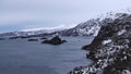 Snow covered mountains on Hinnoya near Hanoy in winter in Norway