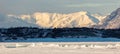 Snow covered mountains and Knik Glacier in Anchorage, Alaska Royalty Free Stock Photo