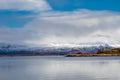 snow covered mountains and lake Royalty Free Stock Photo