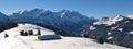 Mountain range seen from mount Hohe Wispile, Switzerland. Winter