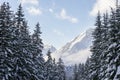 Snow covered mountains seen from the Fluela Pass Strasse