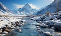 Snow Covered Mountains Surrounding Babbling Stream