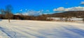 Snow covered mountains and village in Brunswick NY Royalty Free Stock Photo