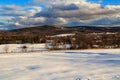 Snow covered mountains and village in Brunswick NY Royalty Free Stock Photo