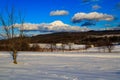 Snow covered mountains and village in Brunswick NY Royalty Free Stock Photo