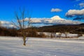 Snow covered mountains and village in Brunswick NY Royalty Free Stock Photo