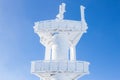 Snow-covered observation tower. Heavy snow on the building Royalty Free Stock Photo