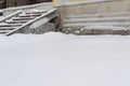 Snow Covered Old Building and Stairs Royalty Free Stock Photo