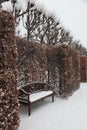 Snow covered park bench Royalty Free Stock Photo