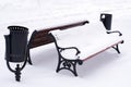 Snow Covered Park Bench Royalty Free Stock Photo