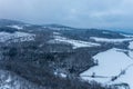Snow-covered patchwork landscape in Morvan hills Royalty Free Stock Photo