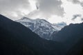 Snow-covered peak trekking Annapurna circuit